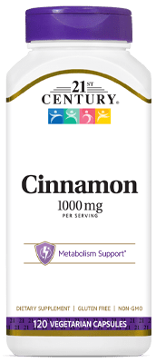 21st Century Cinnamon 1000mg – 120 Vegetarian Capsules