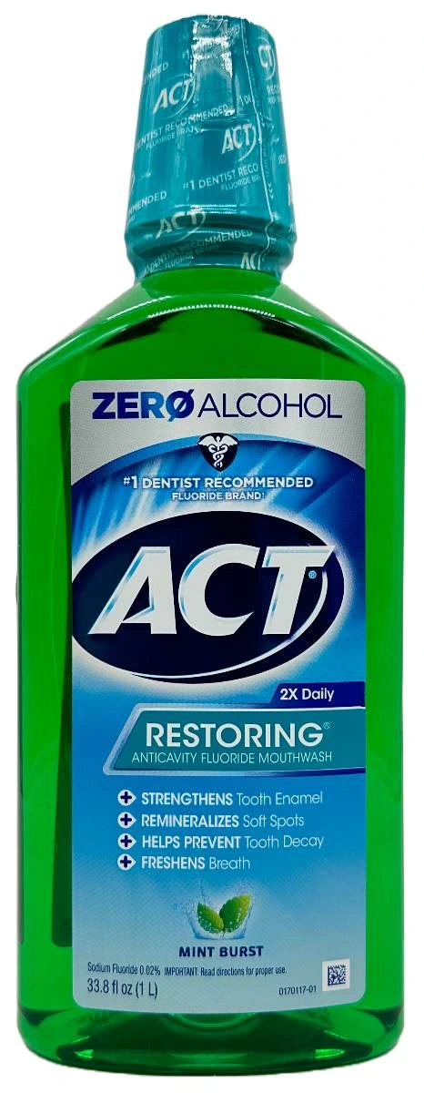 ACT Restoring Anticavity Flouride Mouthwash – Mint Burst – 33.8 FL OZ