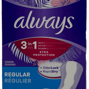Always – 3 in 1 Xtra Protection Liners – Regular – 42 Ct