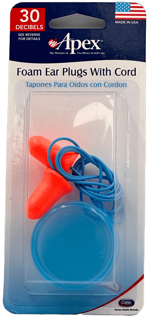 Apex – Foam Ear Plugs With Cord – 30 Decibels