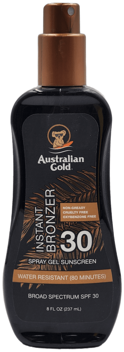 Australian Gold Instant Bronzer – Spray Gel Sunscreen – SPF 30 – 8 FL OZ