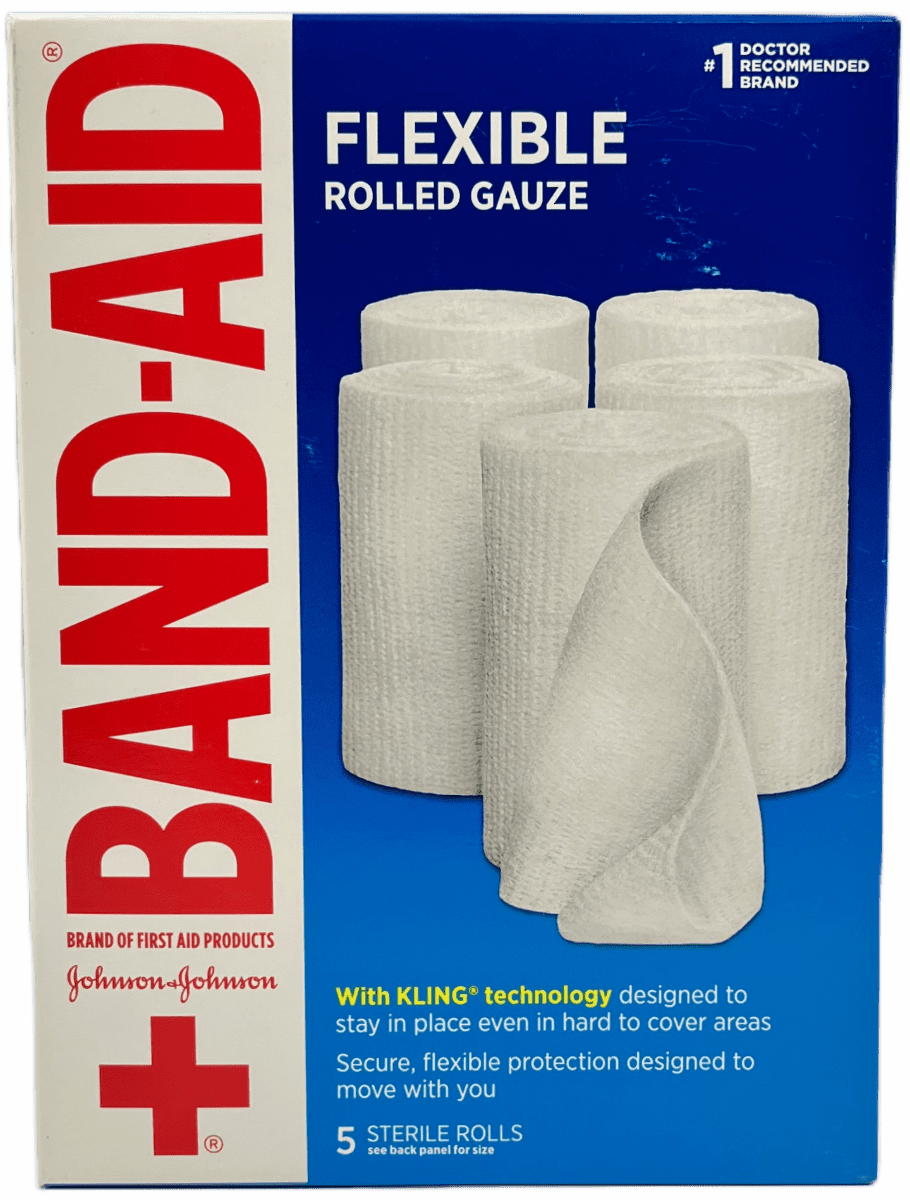 Band-Aid Flexible Rolled Gauze – 5 Sterile Rolls