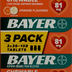 Bayer Aspirin Chewable 81mg Orange Flavored – 108 Tablets
