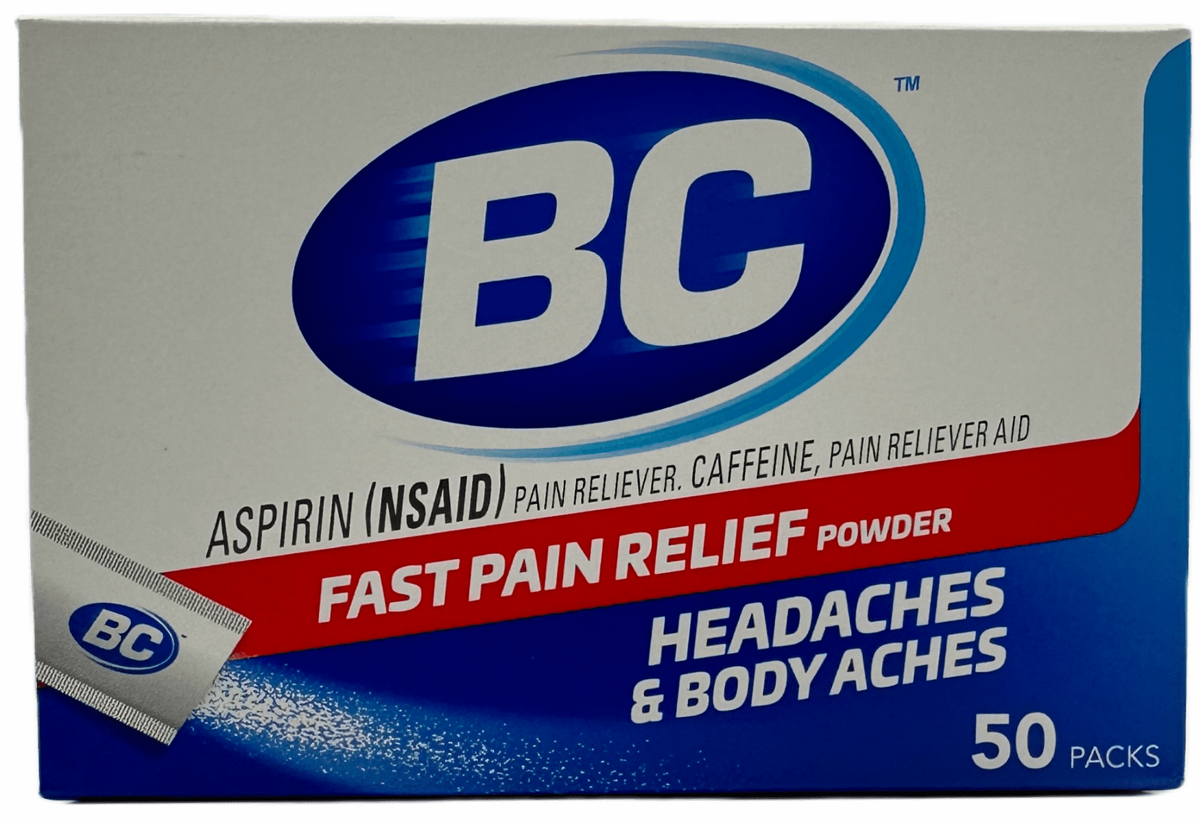 BC Aspirin Fast Pain Relief Powder – Headaches & Body Aches – 50 Packs