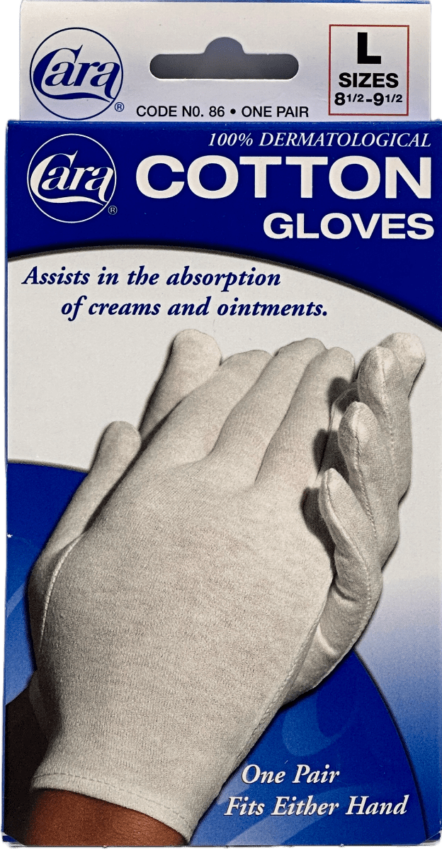 Cara – 100% Dermatological Cotton Gloves – L Size – One Pair