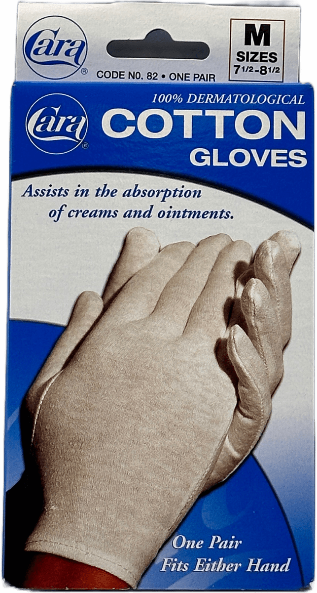Cara – 100% Dermatological Cotton Gloves – M Size – One Pair