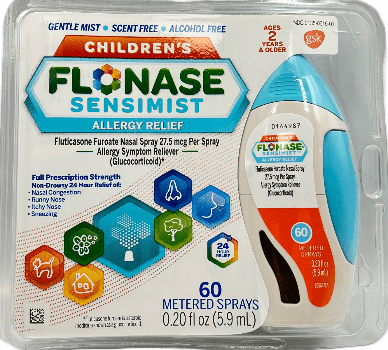 Children’s Flonase Sensimist – 24 Hour Allergy Relief – 60 Metered Sprays