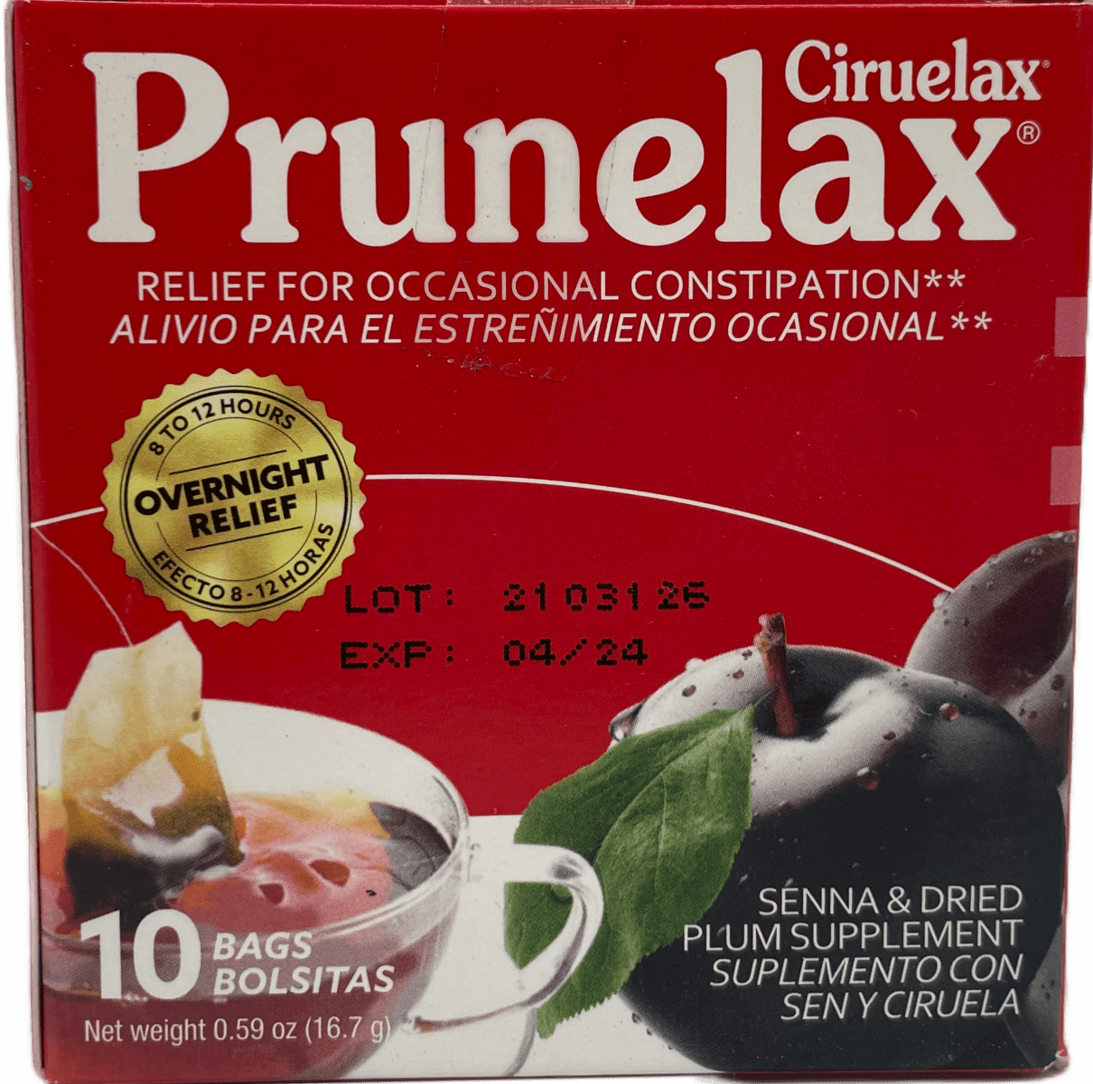 Ciruelax Prunelax – Natural Laxative – Regular Tea Plum – 10 Bags