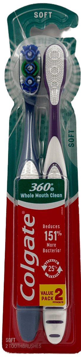 Colgate 360° Whole Mouth Clean Toothbrush – Soft – 2 Toothbrushes