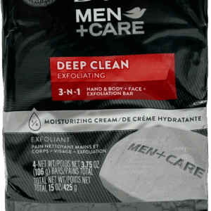Dove Men + Care – Deep Clean Exfoliating 3-IN-1 Body And Face Soap – 4 x 3.75 OZ