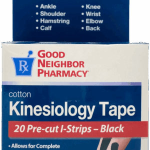 Good Neighbor Pharmacy Cotton Kinesiology Tape – 20 Pre-Cut I-Strips Black – 1 Roll