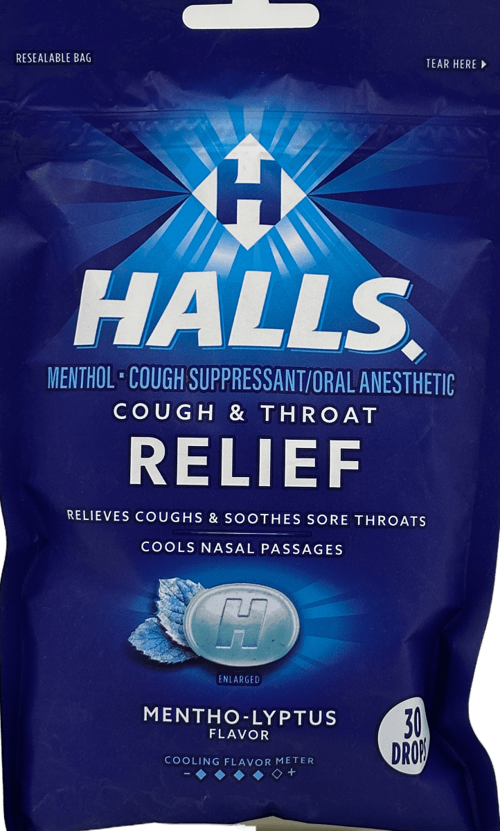 Halls Cough & Throat Relief Mentho-Lyptus Drops – 30 Drops