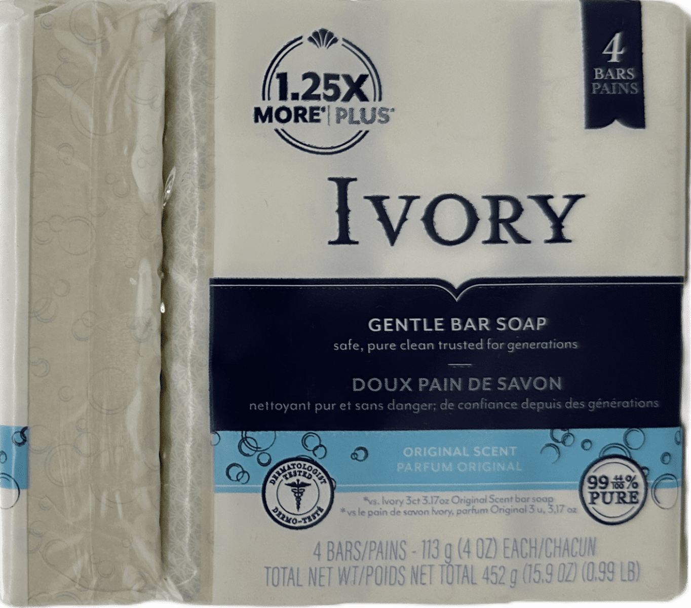 Ivory Gentle Bar Soap – Original Scent – 4 Ct
