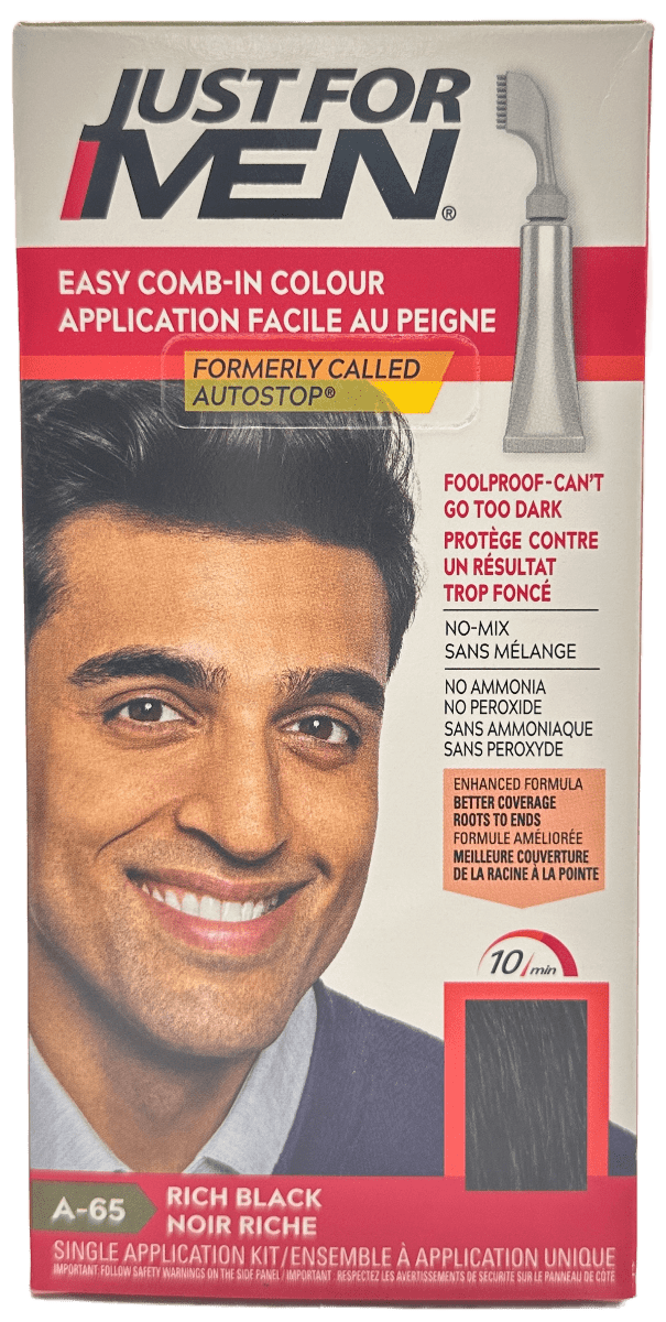 Just For Men Easy Comb-In Color – Rich Black(A-65) –  Single Application Kit