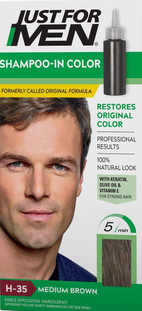 Just For Men Shampoo-In Color – Medium Brown(H-35) – Single Application Kit