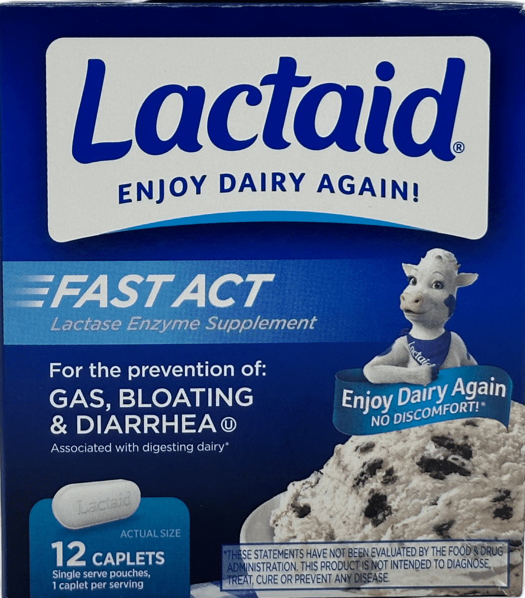 Lactaid Lactase Enzyme Supplement – 12 Caplets