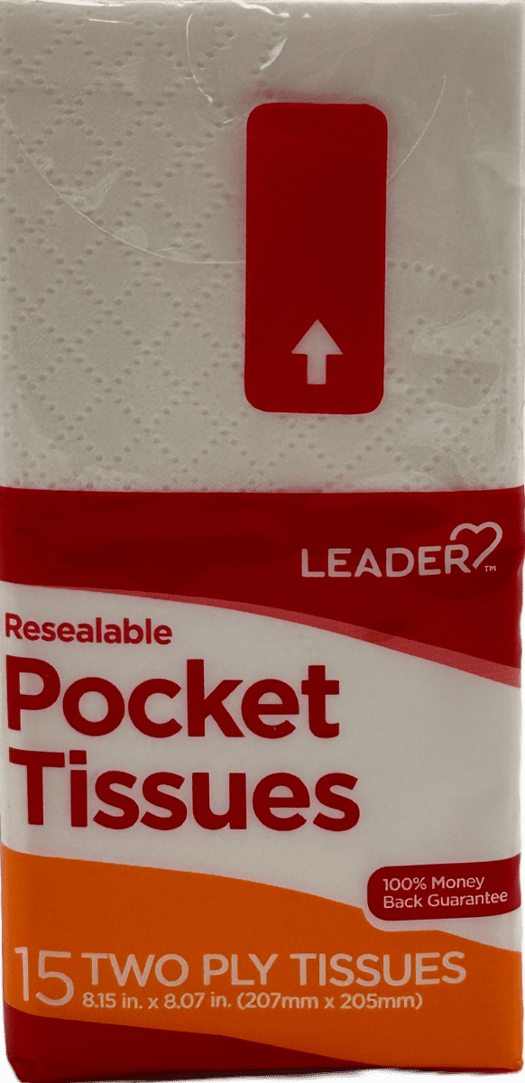 Leader Pocket Tissues – 15 Two Ply Tissues