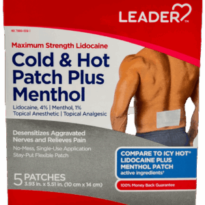 Leader Cold and Hot Patch Plus Menthol – maximum Strength – 5 Ct