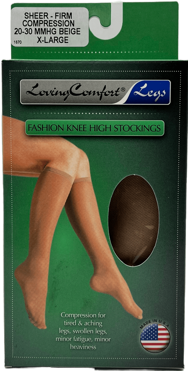 LovingComfort Legs – Fashion Knee High Stockings – X-Large – Beige