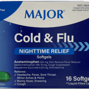 Major Cold & Flu Nighttime Relief – 16 Softgels