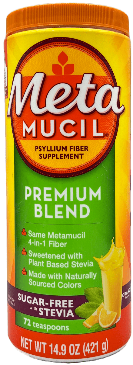 Meta Mucil Psyllium Fiber Supplement – Premium Blend – Orange Flavored – 14.9 Oz.