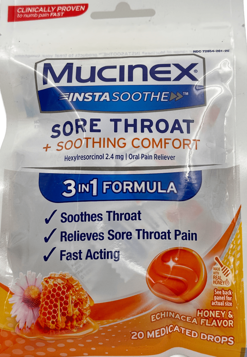 Mucinex Insta Soothe Sore Throat + Soothing Comfort – Honey & Echinacea – 20 Drops