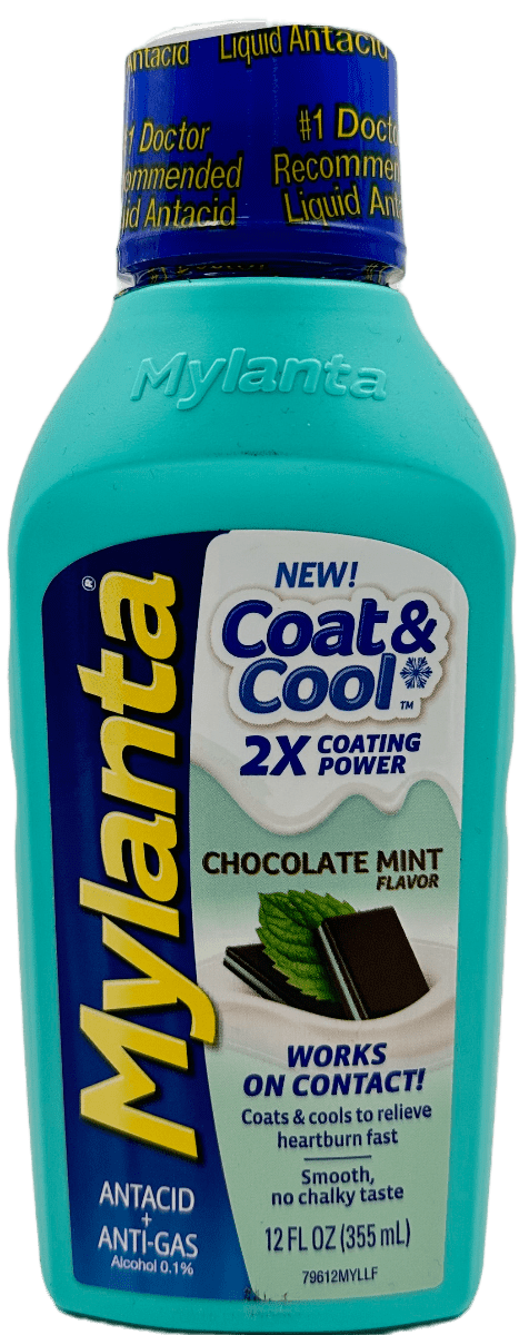 Mylanta – Coat & Cool Antacid + Anti-Gas Liquid – Chocolate Mint – 12 FL OZ
