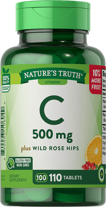 Nature’s Truth – Vitamin C 500 mg plus Wild Rose Hips Tablets – 110 Ct