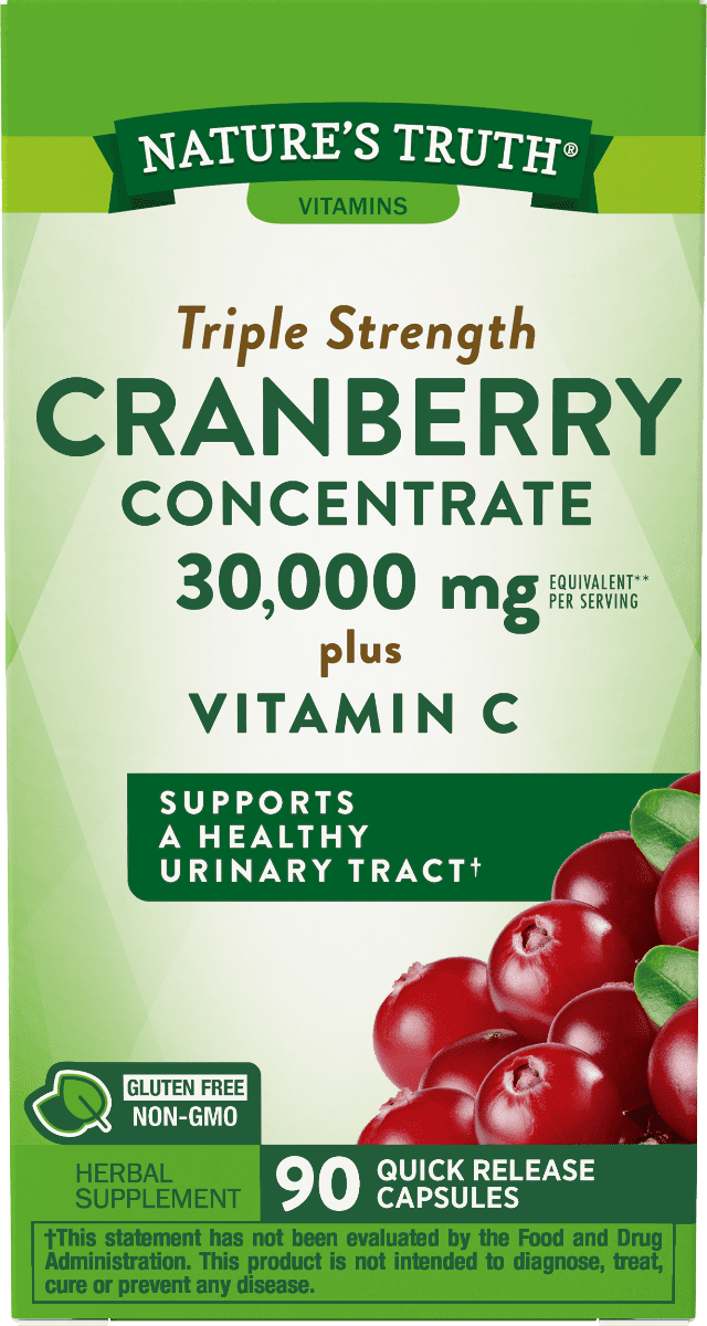 Nature’s Truth Cranberry Concentrate 15,000mg Plus Vitamin C Capsules – Triple Strength – 90 Ct
