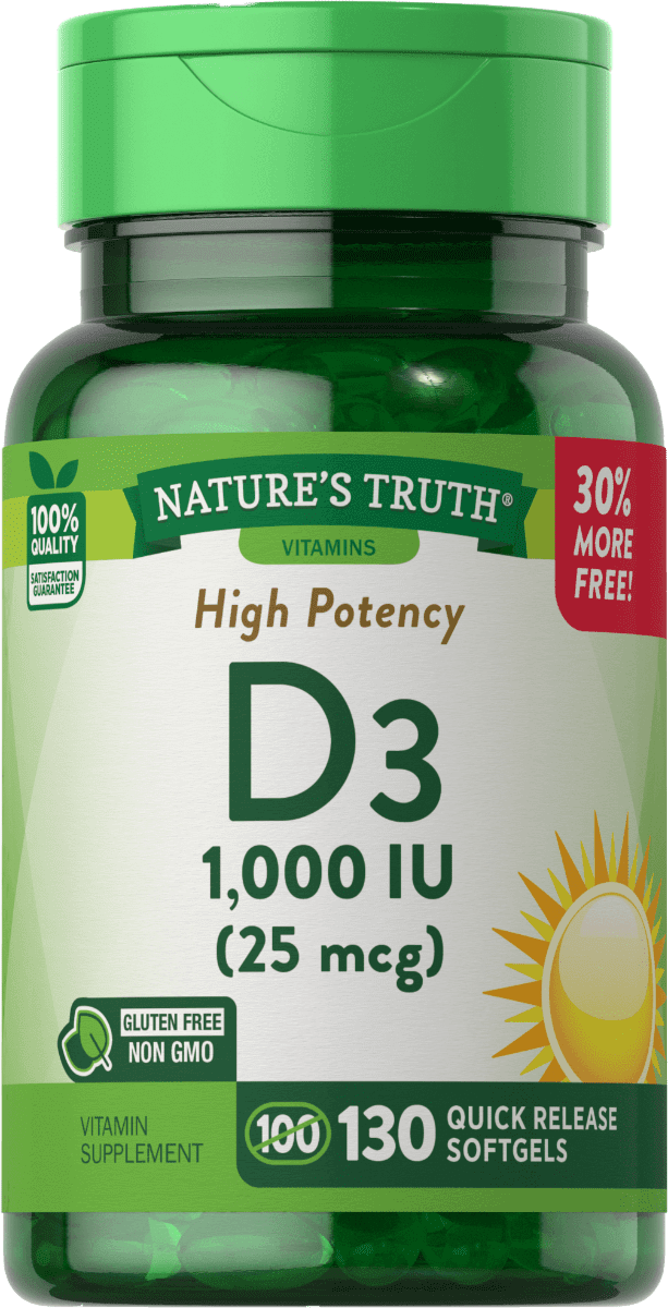 Nature’s Truth D3 1000 IU (25 mcg) – 130 Quick Release Softgels