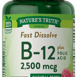 Nature’s Truth Fast Dissolve B-12 plus Folic Acid 2,500 mcg Natural Berry Flavor – 60 Tablets