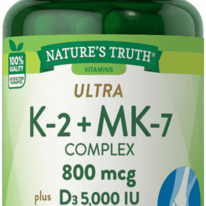 Nature’s Truth K-2 + MK-7 800 mcg plus D3 5000 IU – 50 Quick Release Capsules