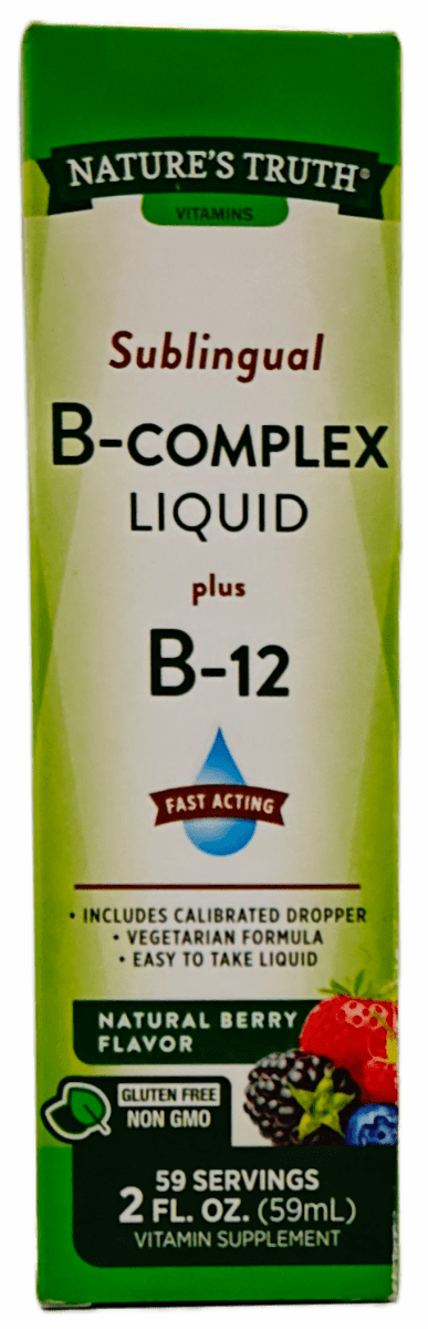 Nature’s Truth Sublingual B-Complex Liquid plus B-12 – Natural Berry Flavor – 2 FL OZ