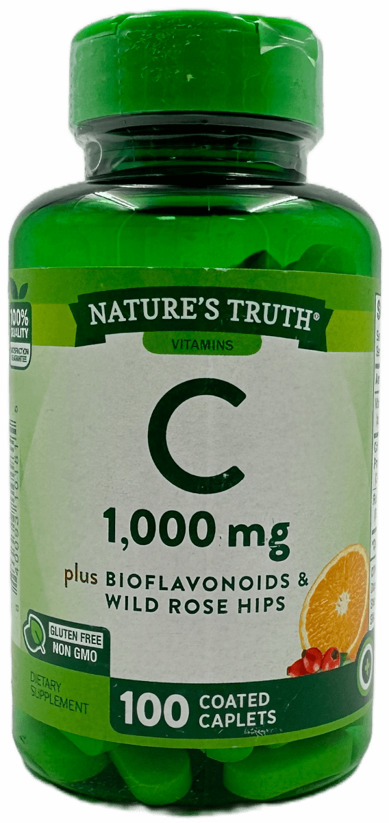 Nature’s Truth Vitamin C 1000mg plus Bioflavonoids & Wild Rose Hips Caplets – 100 Ct