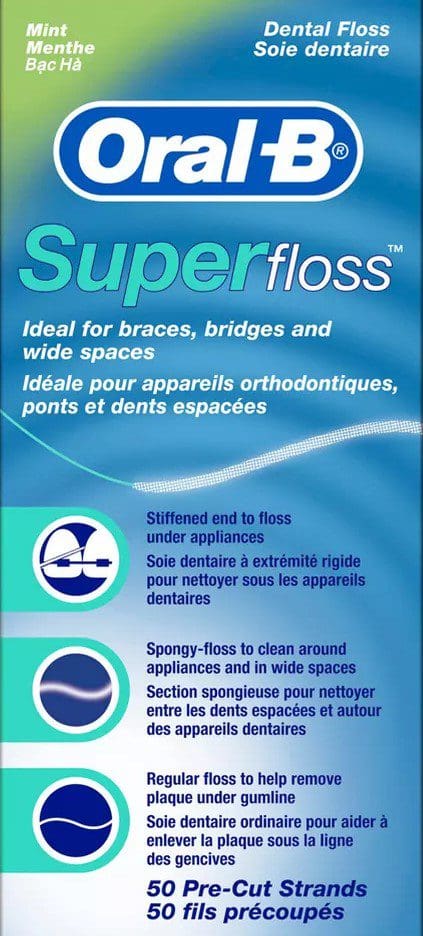 Oral-B – SuperFloss – Mint – 50 Pre-Cut Strands