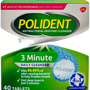Polident 3 Minute Antibacterial Denture Cleanser Tablets – 40 Ct
