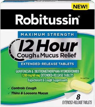 Robitussin – 12 Hour Cough & Mucus Relief – 8 Extended-Release Tablets