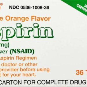 Rugby – Chewable Aspirin Orange Flavor 81mg – 36 Tablets