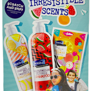 Suave Flavor Factory – Watermelon Slushie Shampoo, Tropical Fruit Smoothie Conditioner & Bath Bombs – 8.81 OZ