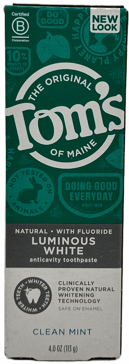 Tom’s Luminous White Anticavity Toothpaste – Clear Mint – 4 OZ
