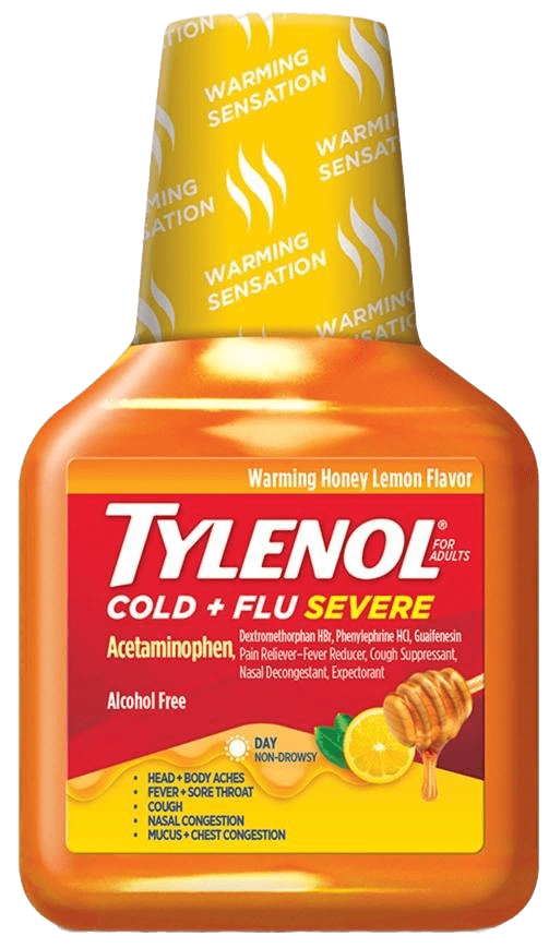 Tylenol – Cold + Flu Severe – Acetaminophen – Warming Honey Lemon Flavor – 8 FL OZ