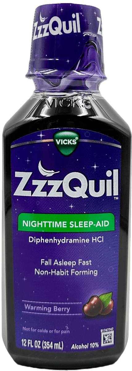 Vicks ZzzQuil Nighttime Sleep-Aid Liquid – Warming Berry Flavor – 12 FL OZ